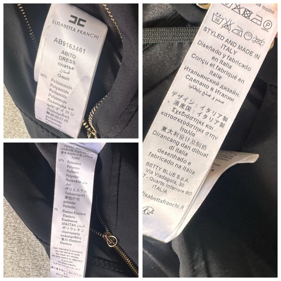 Elisabetta Franchi Bodycon Lace Up Back Cocktail Party Dress S Black Stretch Zip - Picture 13 of 16